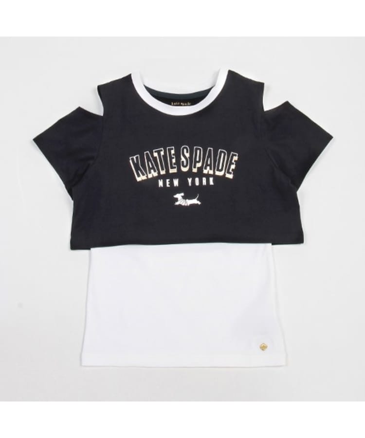 ケイト・スペード ニューヨーク キッズ(kate spade NEW YORK)の【人気商品再入荷】【直営店で取り扱い無し】ガールズ ジャンピングドッグTシャツ&キャミソールセット ネイビー(094)