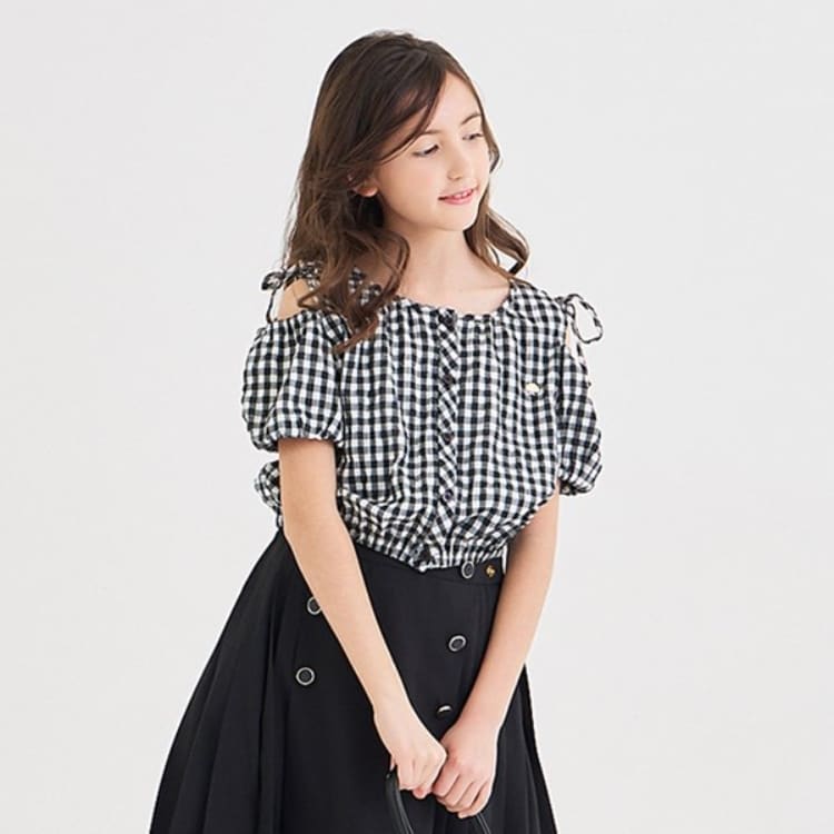 ケイト・スペード ニューヨーク キッズ(kate spade NEW YORK)のガールズ ギンガムブラウス&キャミソールセット シャツ・ブラウス