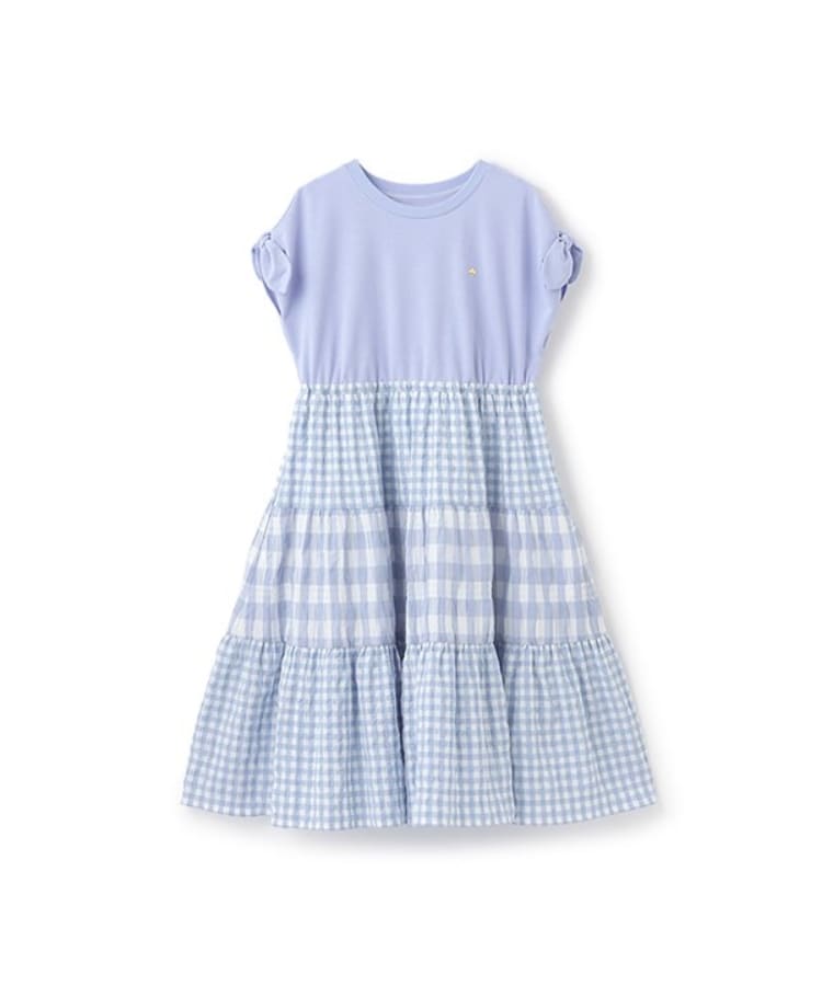ケイト・スペード ニューヨーク キッズ(kate spade NEW YORK)のガールズ ギンガムドッキングワンピース サックスブルー(090)
