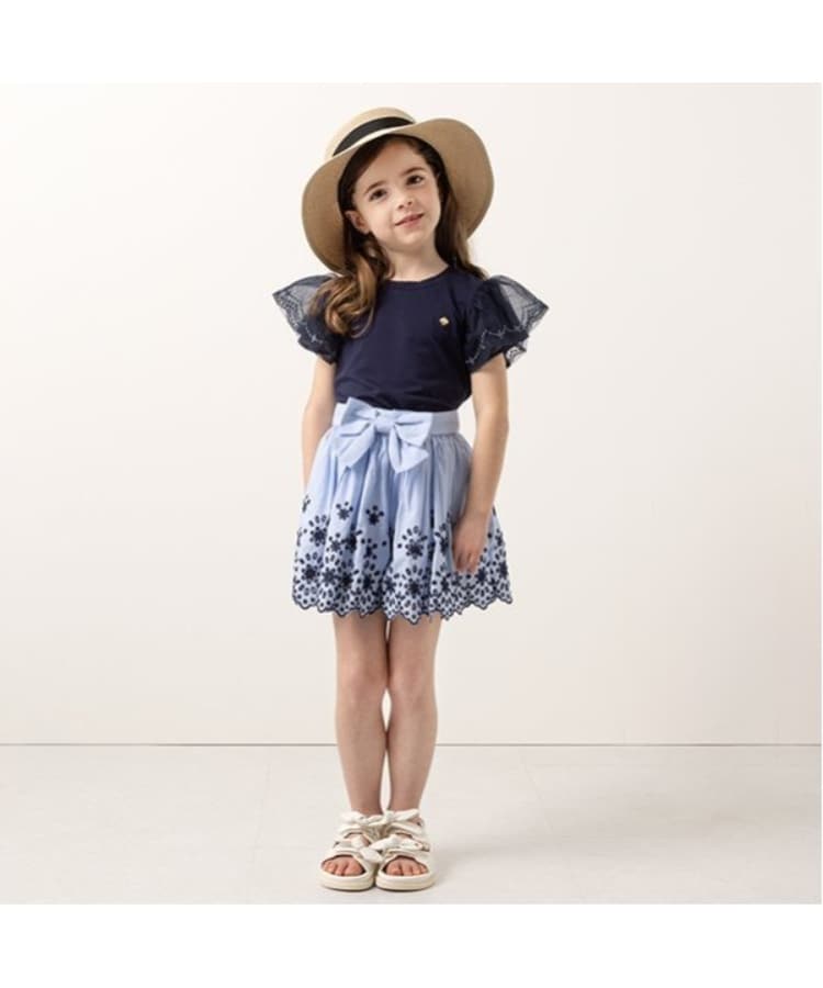 ケイト・スペード ニューヨーク キッズ(kate spade NEW YORK)のトドラー エンブロイダリーキュロットスカート サックスブルー(090)
