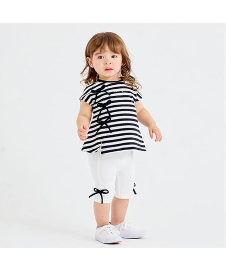 ケイト・スペード ニューヨーク キッズ(kate spade NEW YORK)のトドラー ストライプボウチュニック&レギンスセット ブラック(219)