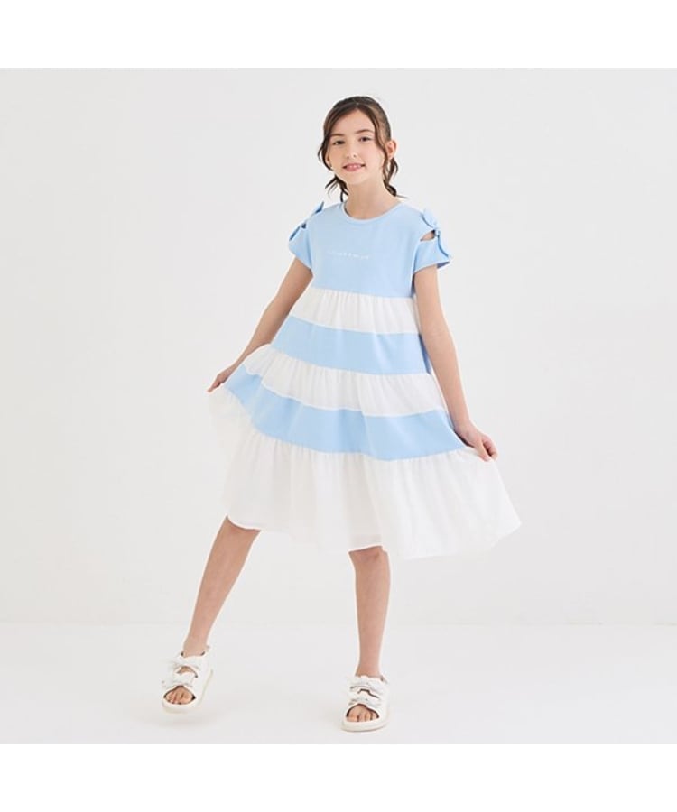 ケイト・スペード ニューヨーク キッズ(kate spade NEW YORK)のガールズ 切り替えティアードワンピース サックスブルー(090)