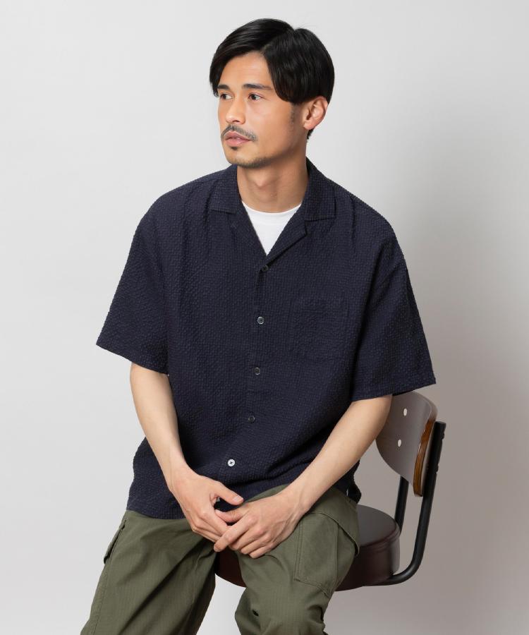 ライトオン(Right-on)のBACK NUMBER(バックナンバー)バスケット半袖開襟シャツ ネイビー(0019)
