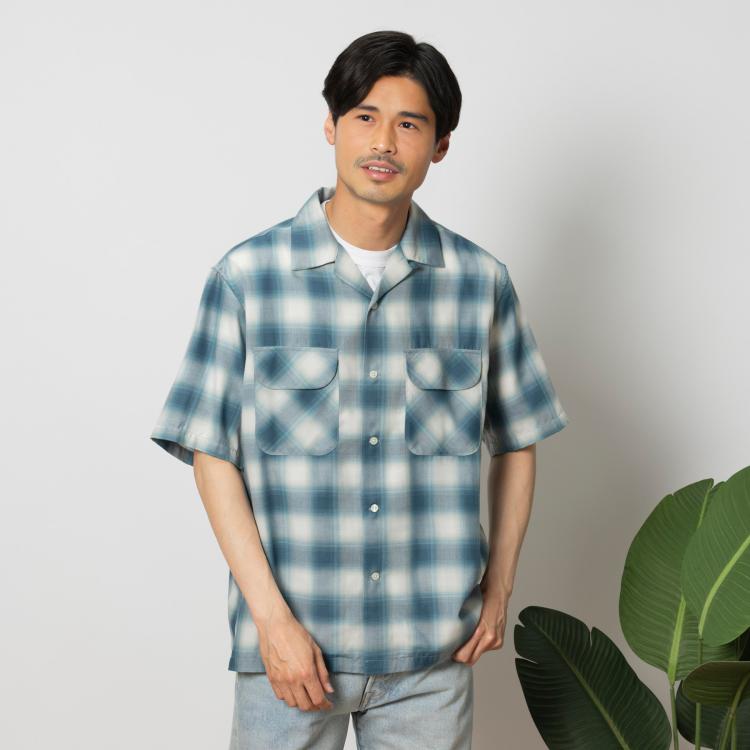 ライトオン(Right-on)のBACK NUMBER(バックナンバー)開襟オンブレ半袖シャツ カジュアルシャツ