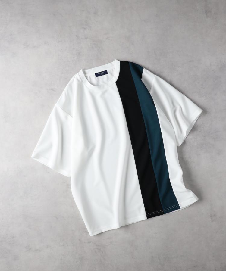 ライトオン(Right-on)のBACK NUMBER(バックナンバー)ジョーゼット縦切替えデザインTシャツ ホワイト(0090)