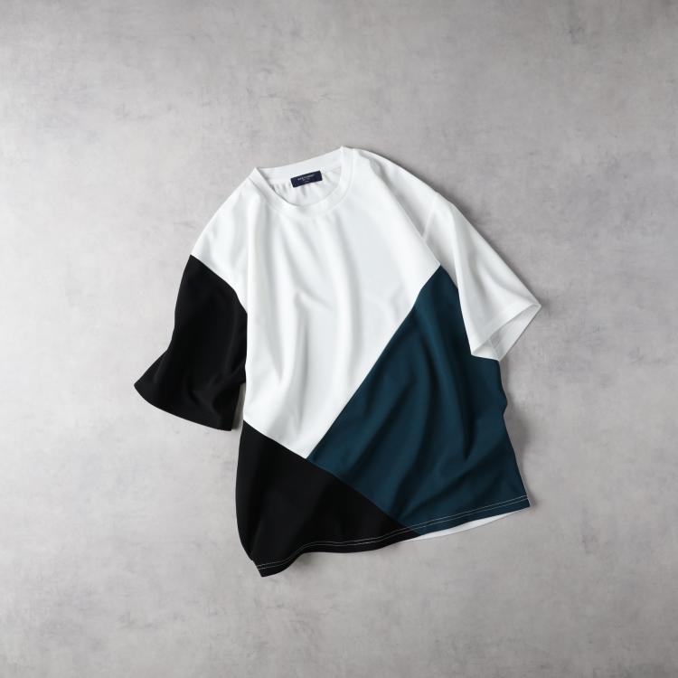 ライトオン(Right-on)のBACK NUMBER(バックナンバー)ジョーゼット斜め切替えデザインTシャツ Ｔシャツ