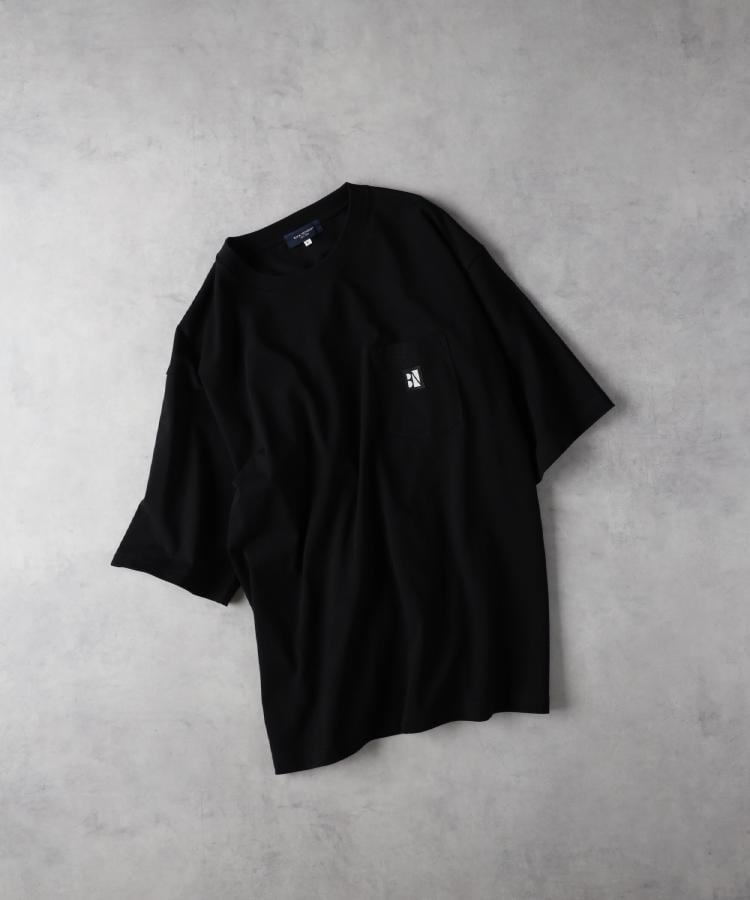 ライトオン(Right-on)のBACK NUMBER(バックナンバー)ワッペンロゴポケットＴシャツ ブラック(0099)