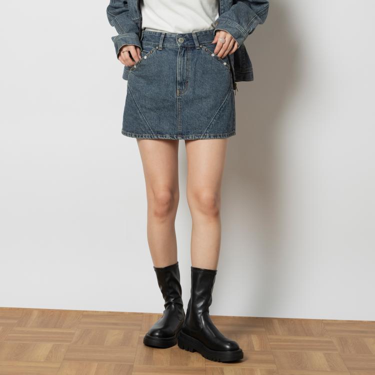 ライトオン(Right-on)のSOMETHING(サムシング)「45th SPECIAL ITEM」MKパネルミニスカート デニムスカート