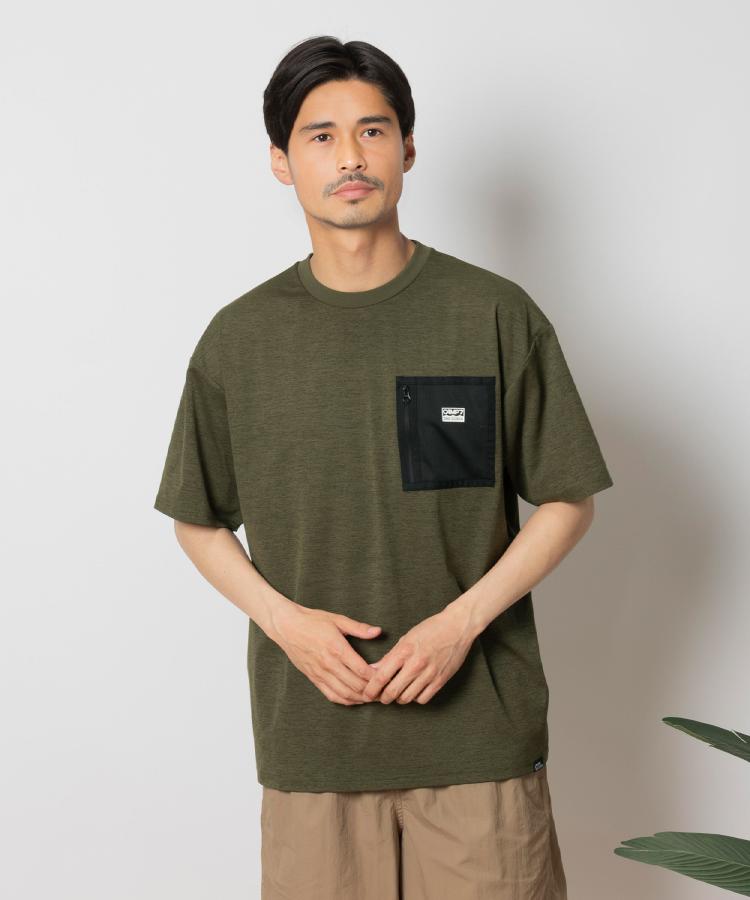 ライトオン(Right-on)のCAMP7(キャンプ7)【水陸両用】ポケット付き半袖Tシャツ オリーブ(0039)