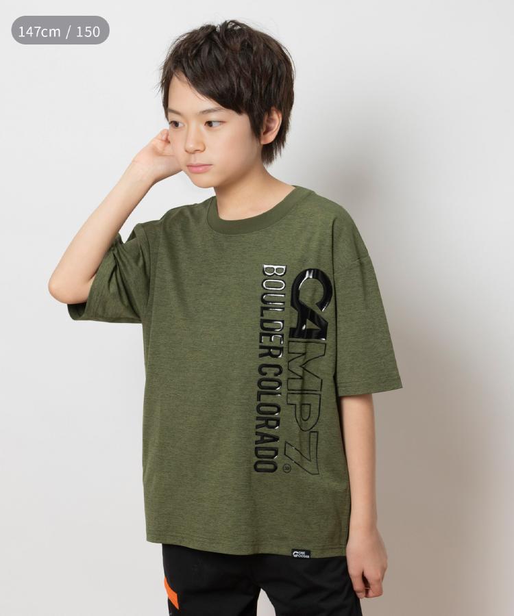 ライトオン(Right-on)のCAMP7(キャンプ7)【水陸両用】ビッグロゴプリントTシャツ カーキブラウン(0079)