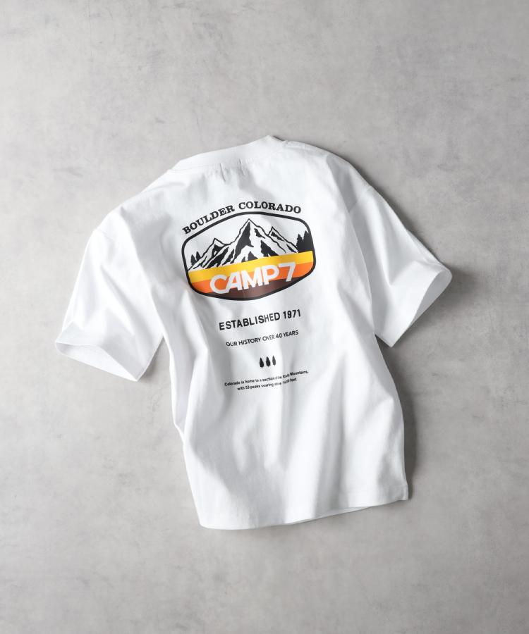 ライトオン(Right-on)のCAMP7(キャンプ7)グラデーションプリントＴシャツ ホワイト(0090)