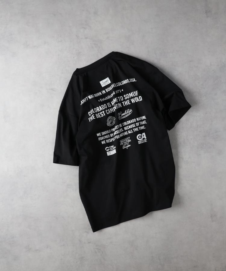 ライトオン(Right-on)のCAMP7(キャンプ7)【ONE　OCEAN】バックロゴプリントTシャツ ブラック(0099)