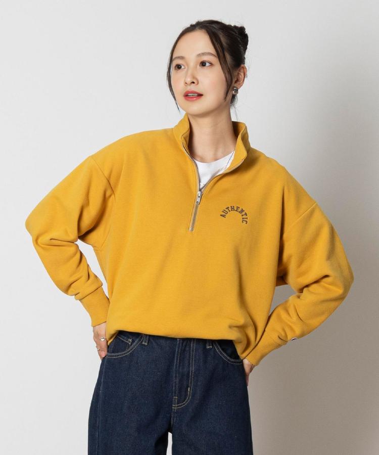 ライトオン(Right-on)のChampion(チャンピオン)ハーフジッププリントスウェット イエロー(0055)
