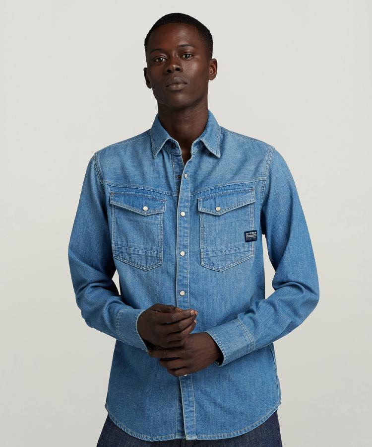 ライトオン(Right-on)のG-Star RAW(ジースターロー)Dakotaスリムシャツ ライトインディゴブルー(0002)