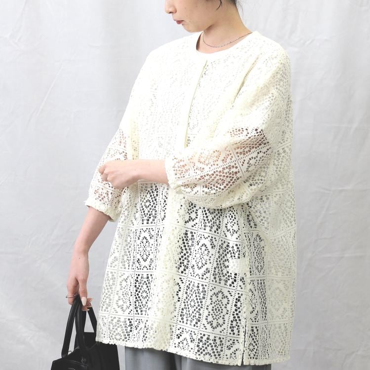 ライトオン(Right-on)のHONEYSUCKLE ROSE(ハニーサックルローズ)レースシャツ シャツ・ブラウス