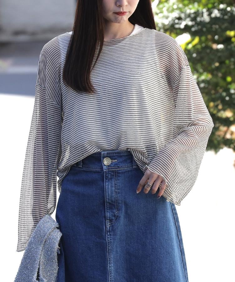 ライトオン(Right-on)のHONEYSUCKLE ROSE(ハニーサックルローズ)シアーボーダーレイヤードTシャツ6