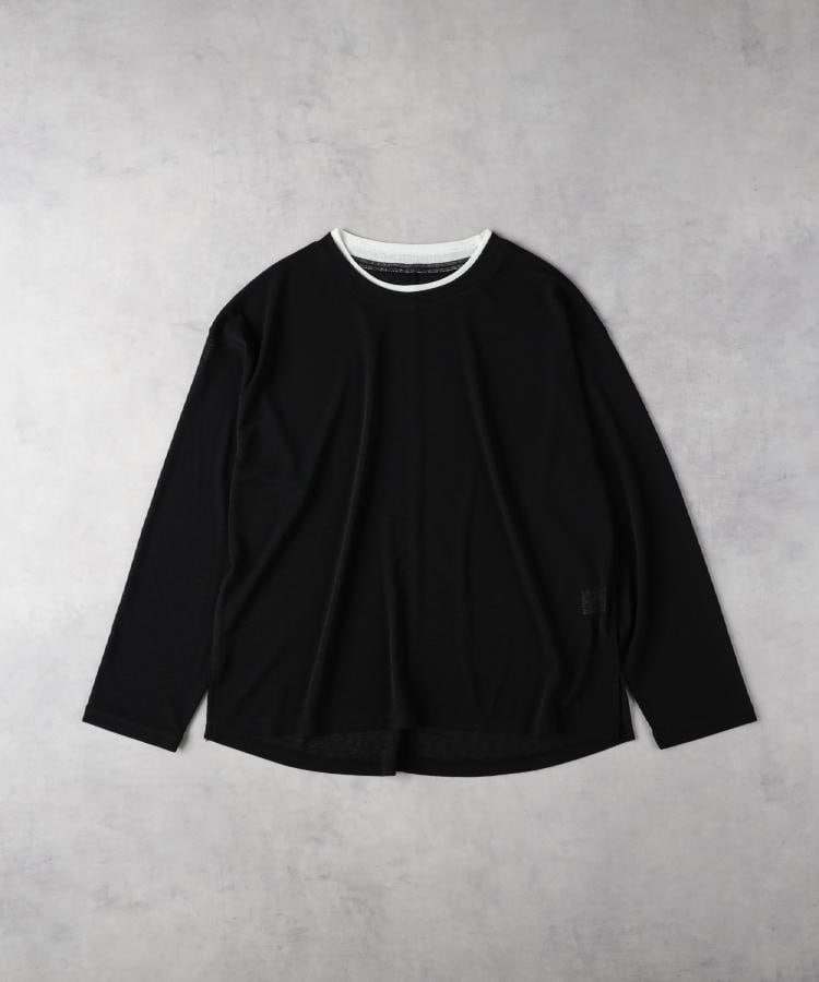 ライトオン(Right-on)のHONEYSUCKLE ROSE(ハニーサックルローズ)シアースラブ長袖Ｔシャツ ブラック(0099)
