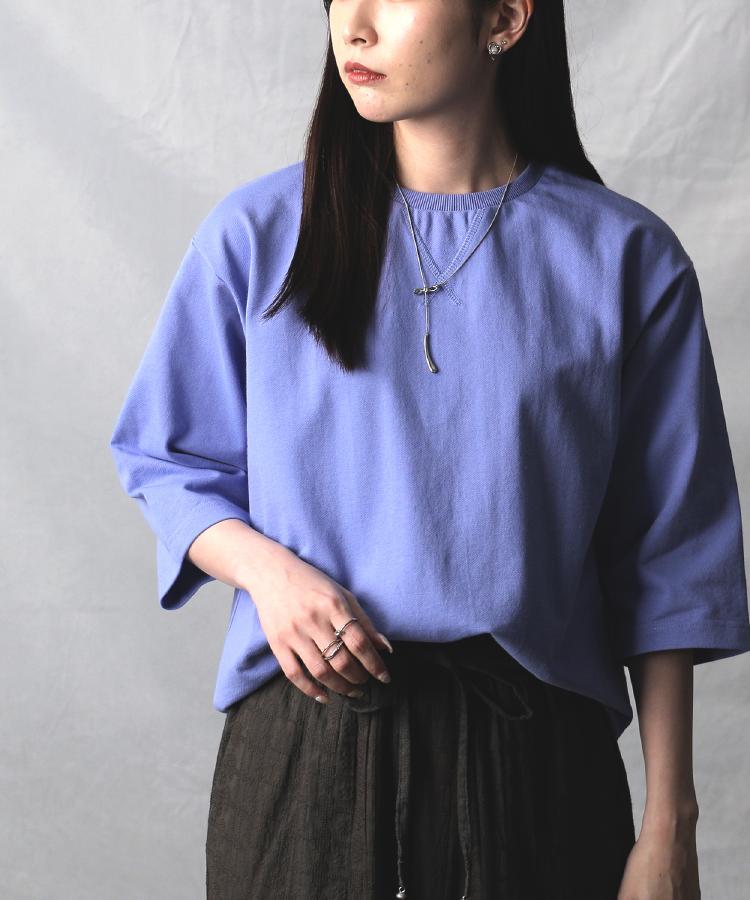 ライトオン(Right-on)のHONEYSUCKLE ROSE(ハニーサックルローズ)「ミニミニテリー」ガゼットハーフスリーブＴシャツ ブルー(0015)