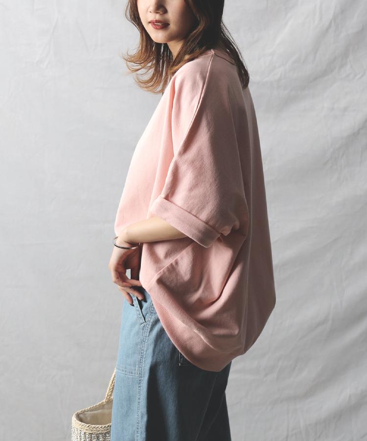 ライトオン(Right-on)のHONEYSUCKLE ROSE(ハニーサックルローズ)「ミニミニテリー」コクーンシルエットドルマンＴシャツ ピンク(0043)