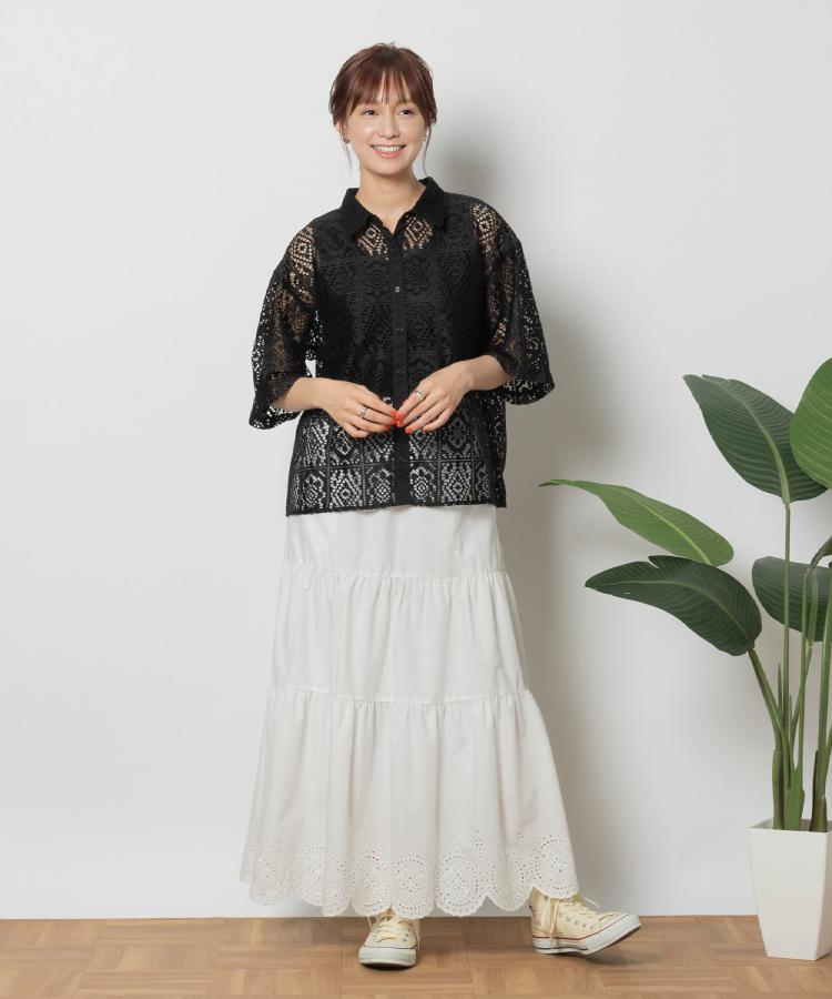 ライトオン(Right-on)のHONEYSUCKLE ROSE(ハニーサックルローズ)レース半袖シャツ4