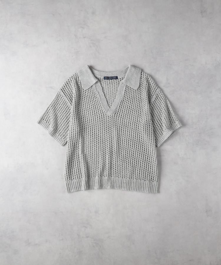 ライトオン(Right-on)のHONEYSUCKLE ROSE(ハニーサックルローズ)透かし編みスキッパーニット グレー(0095)