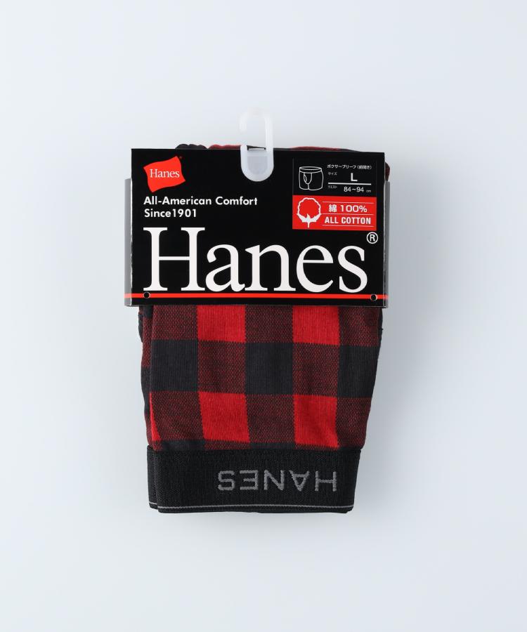 ライトオン(Right-on)のHANES(ヘインズ)フライスブロックチェックパンツ レッド(0047)