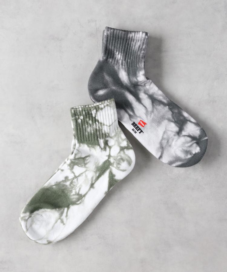 ライトオン(Right-on)のHANES(ヘインズ)「BEEFY」クォーターレングスソックス/2足セット ブラック(7999)