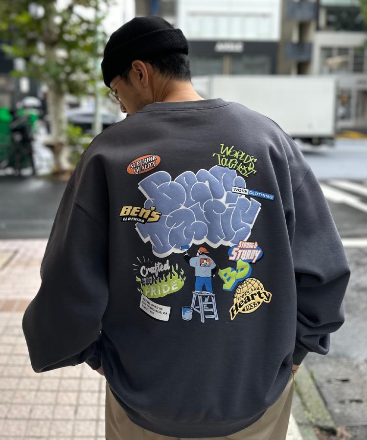 ライトオン(Right-on)のBEN DAVIS(ベンデイビス)バックプリントスウェット ダークグレー(0097)