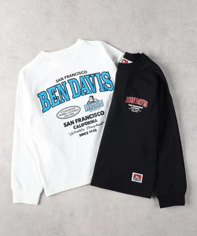 ライトオン(Right-on)のBEN DAVIS(ベンデイビス)バックロゴ刺繍長袖Ｔシャツ ホワイト(0090)