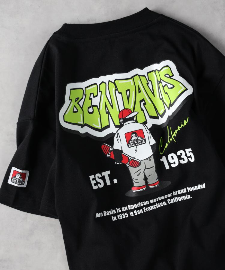 ライトオン(Right-on)のBEN DAVIS(ベンデイビス)バックプリントＴシャツ ブラック(0099)