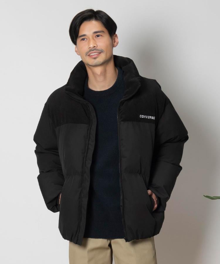 ライトオン(Right-on)のCONVERSE(コンバース)切替コーデュロイ中綿ジャケット ブラック(0099)