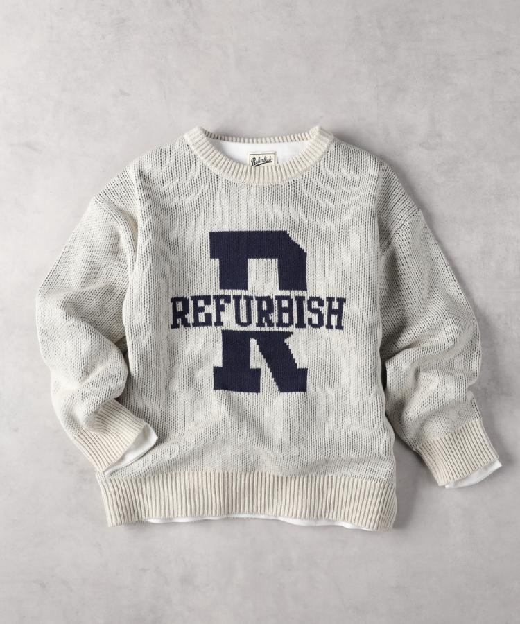 ライトオン(Right-on)のRefurbish(リファービッシュ)レイヤードジャガードニット オフホワイト(0091)