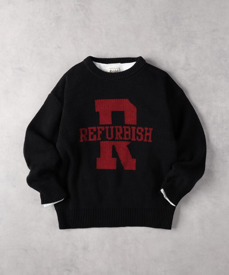 ライトオン(Right-on)のRefurbish(リファービッシュ)レイヤードジャガードニット ブラック(0099)