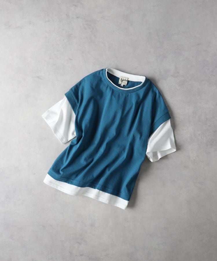 ライトオン(Right-on)のRefurbish(リファービッシュ)フェイクレイヤードＴシャツ ターコイズブルー(0013)