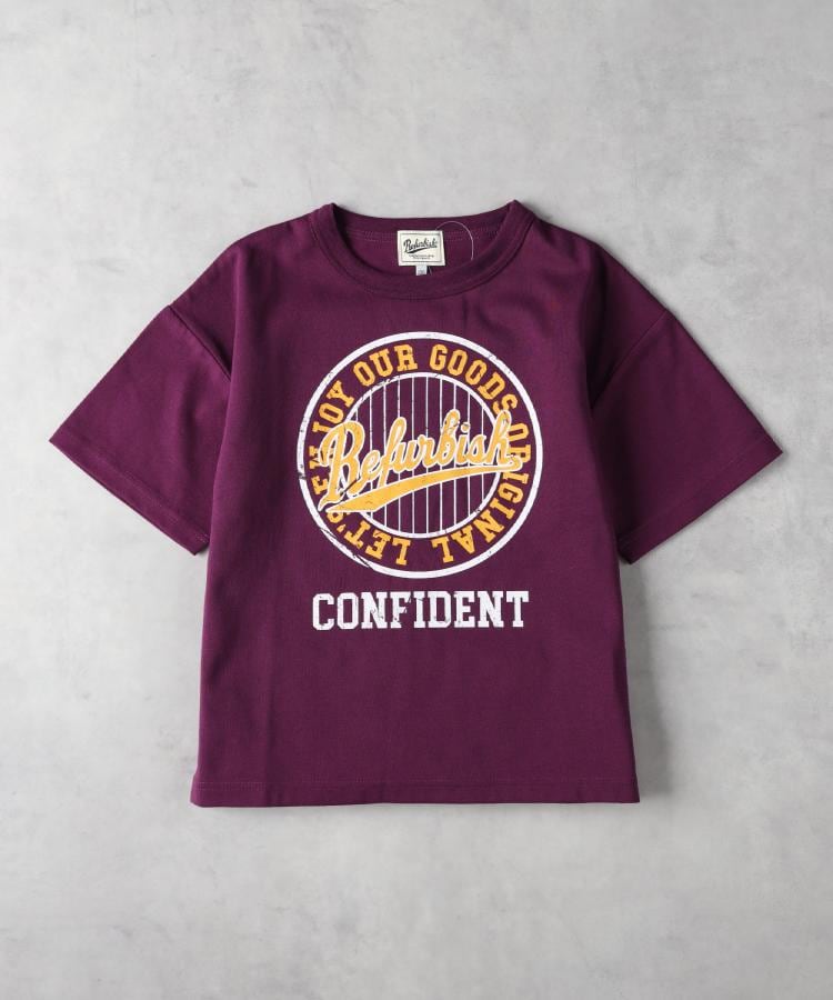 ライトオン(Right-on)のRefurbish(リファービッシュ)カスレグラフィックプリントTシャツ パープル(0085)