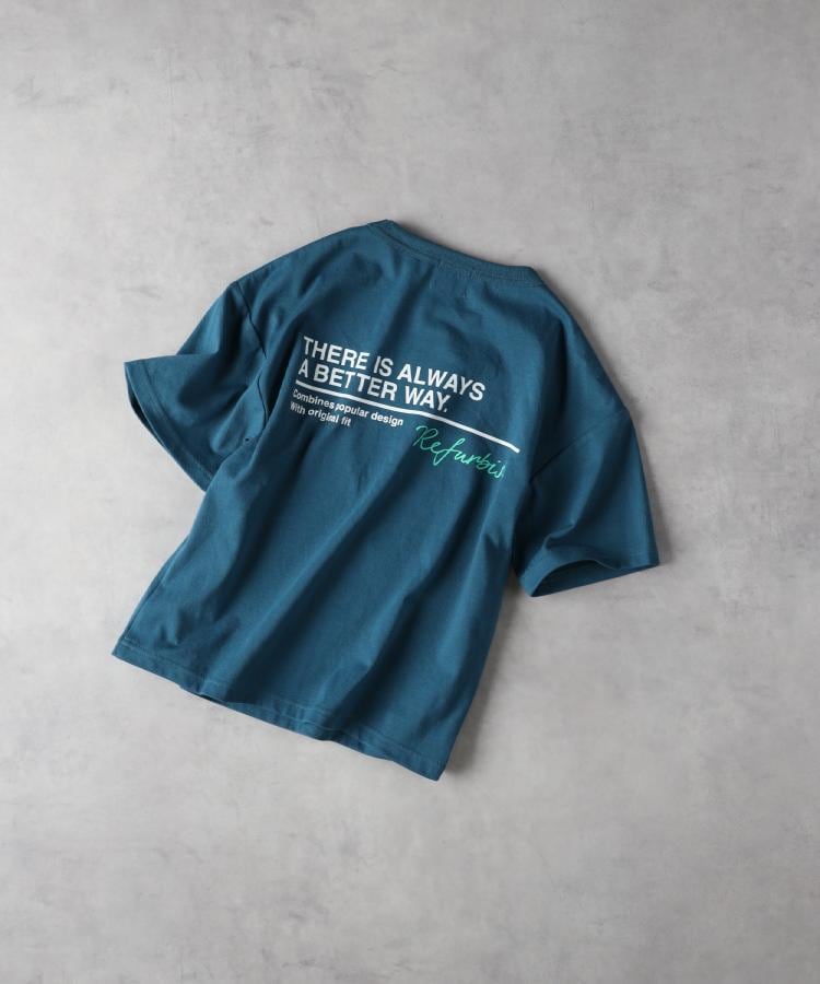 ライトオン(Right-on)のRefurbish(リファービッシュ)ロゴカラープリントＴシャツ ダークグリーン(0037)