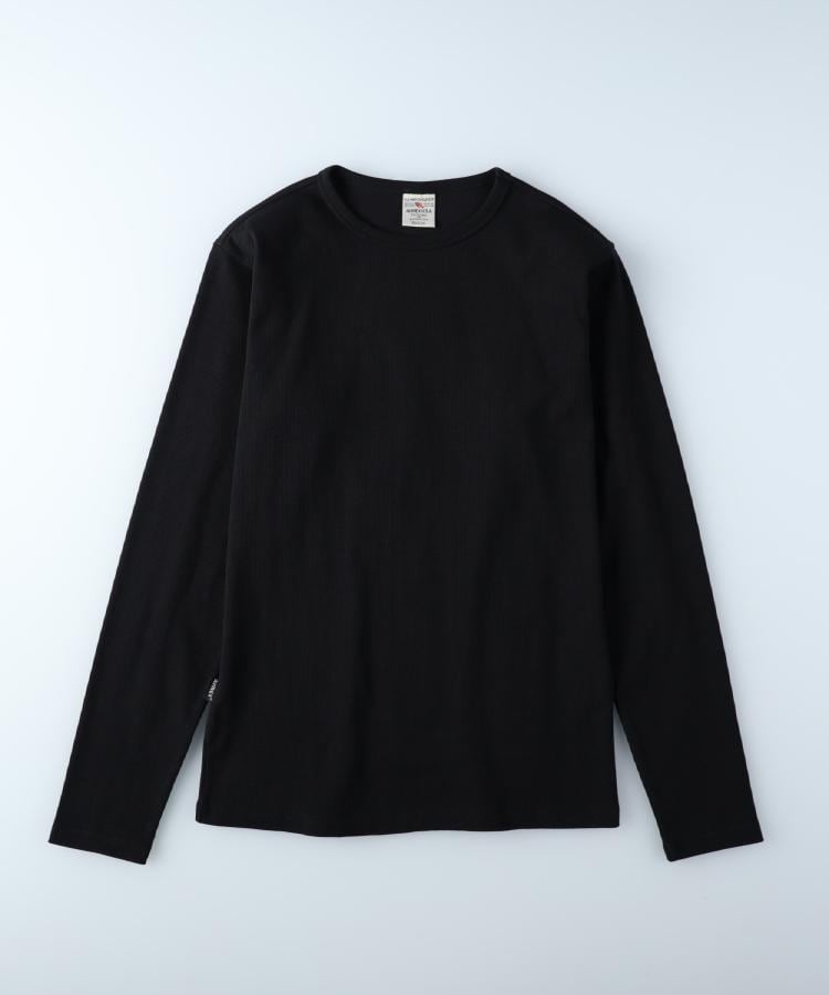 ライトオン(Right-on)のAVIREX(アビレックス)テレコクルーネック長袖Tシャツ ブラック(0099)