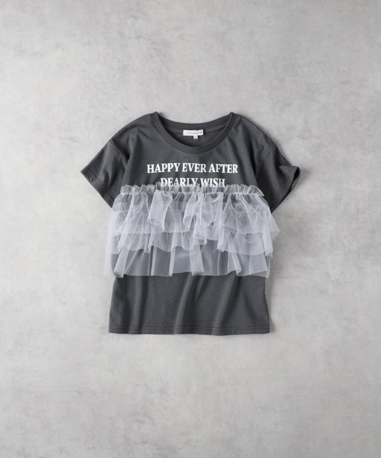 ライトオン(Right-on)のVIVIAN BLUE(ヴィヴィアンブルー)チュールドッキングＴシャツ ダークグレー(0097)
