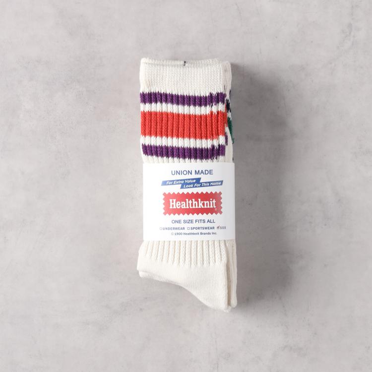ライトオン(Right-on)のHealthknit(ヘルスニット)【2色セット】配色ラインソックス ソックス