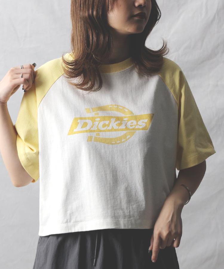 ライトオン(Right-on)のDickies(ディッキーズ)プリントラグランＴシャツ オフホワイト(0091)