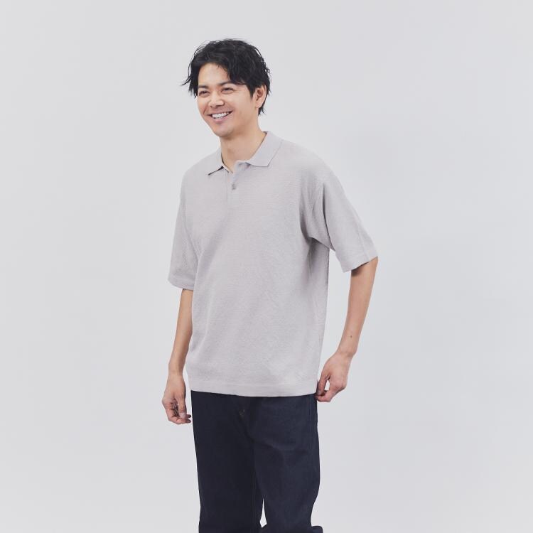 ライトオン(Right-on)のPLUS ONE(プラスワン)ニットポロシャツ ポロシャツ