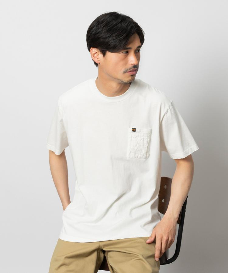 ライトオン(Right-on)のALPHA(アルファ)胸ポケTシャツ ホワイト(0090)