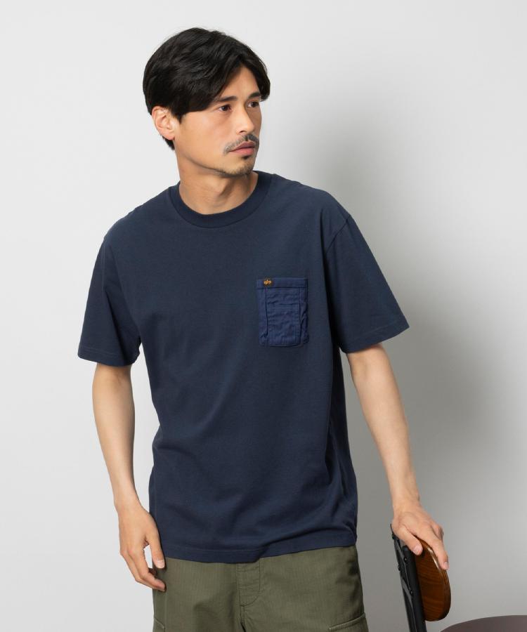 ライトオン(Right-on)のALPHA(アルファ)胸ポケTシャツ ネイビー(0019)