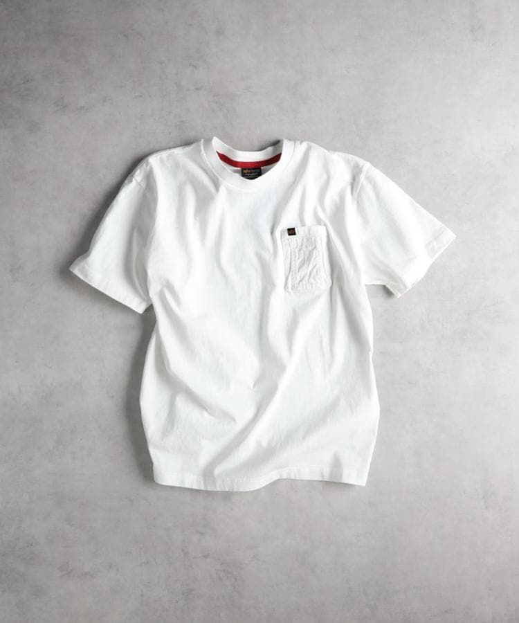 ライトオン(Right-on)のALPHA(アルファ)胸ポケットＴシャツ ホワイト(0090)