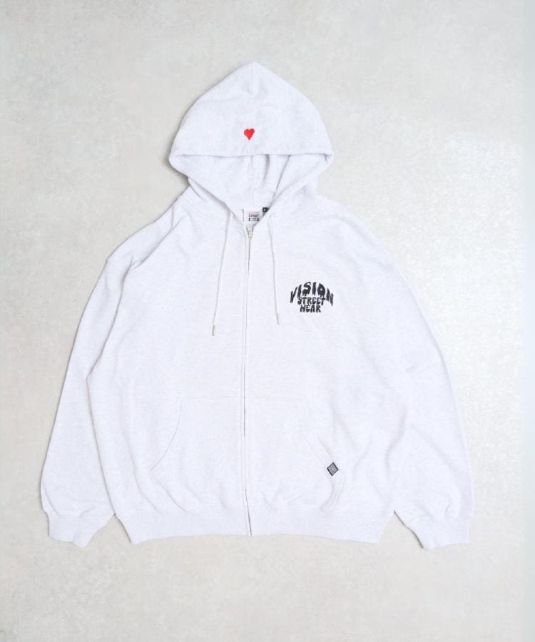ライトオン(Right-on)のVISION STREET WEAR(ヴィジョンストリートウェア)【WEB限定】ハートロゴジップパーカー ライトグレー(0093)