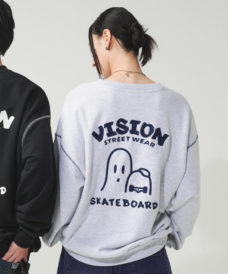 ライトオン(Right-on)のVISION STREET WEAR(ヴィジョンストリートウェア)【WEB限定】チェーン刺繍ゴーススウェット ライトグレー(0093)