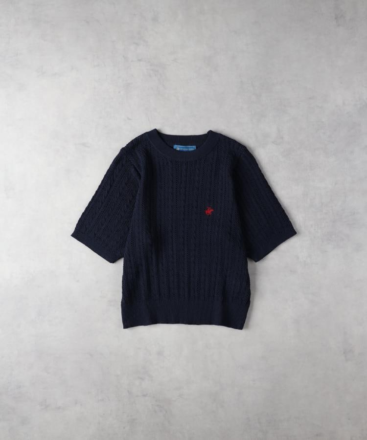 ライトオン(Right-on)のBEVERLY HILLS POLO CLUB(ビバリーヒルズポロクラブ)【限定展開】ワンポイントニット ネイビー(0019)