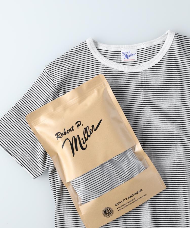 ライトオン(Right-on)のMiller(ミラー)パネルリブTシャツ ブラック×ホワイト(9099)