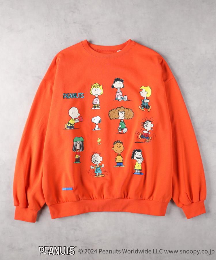 ライトオン(Right-on)のPEANUTS(ピーナッツ)【WEB限定】スヌーピーキャラスウェット オレンジ(0065)