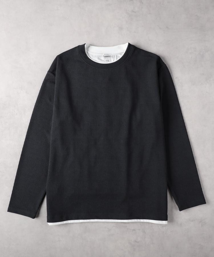 ライトオン(Right-on)のOther(ソノタ)フクレジャガードフェイクレイヤード長袖Tシャツ ダークグレー(0097)